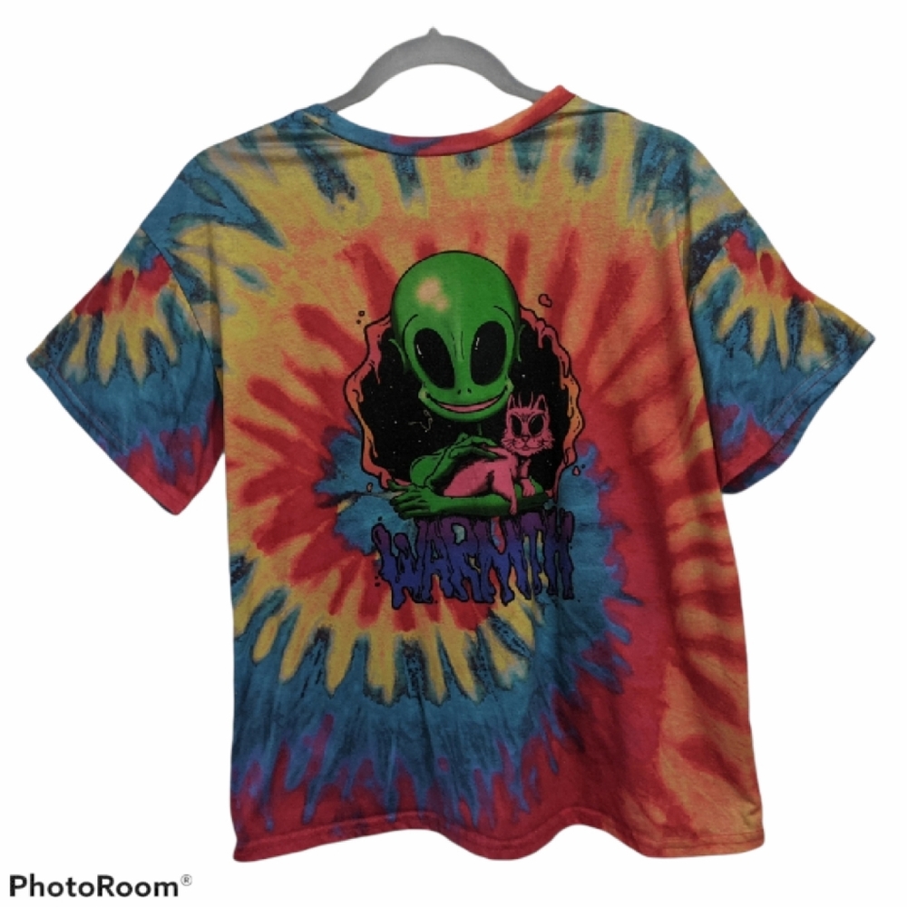 SheIn Alien Print Tie Dye T Shirt Size Medium
